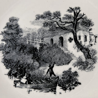 Frühstücksteller / Dessertteller - Dekor einer Landschaft in schwarz-weiß
