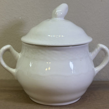 Zuckerdose - Boch - Form OSIER - Dekor CHAMONIX in creme/weiß