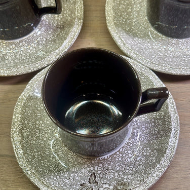 Cup and saucer - Enoch Wedgwood Tunstall Ltd. - MONIQUE decor in brown