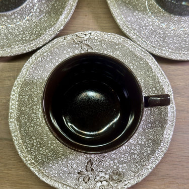 Cup and saucer - Enoch Wedgwood Tunstall Ltd. - MONIQUE decor in brown