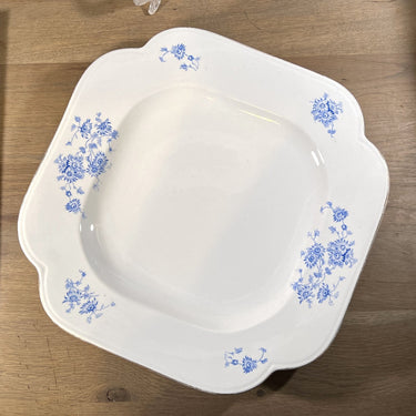 Bowl / Plate - square model for under a tureen - Petrus Regout - TORNO decor in blue