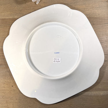 Bowl / Plate - square model for under a tureen - Petrus Regout - TORNO decor in blue