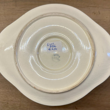 Sauciere / Sauciere - Mosa (3-Bögen ist 1960er Jahre) - Modell mit 2 Ausgüssen in creme mit goldfarbenem Rand