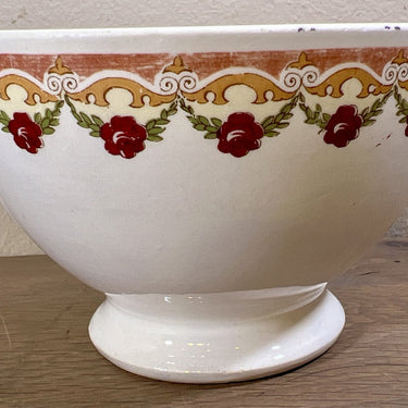 Schüssel / Spüle - BFK (Boch Frères Kèramis) - mit Rand aus roten Rosen und goldfarbenem Finish