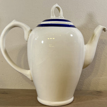 Kaffeekanne - Boch - Form PARIS - Dekor in creme/weiß mit (dunkel)blau/royalblauem Rand