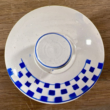 Vorratsdose - kleines Modell - Nimy - in creme mit blauem Schriftzug EPICES und Würfeldekor