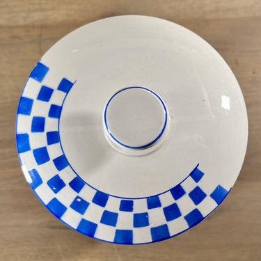 Vorratsdose - großes Modell - Nimy - in creme mit blauem Schriftzug FARINE und Würfeldekor