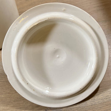 Vorratsdose - großes Modell - Nimy - in creme mit blauem Schriftzug FARINE und Würfeldekor