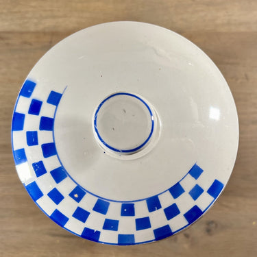 Vorratsdose - großes Modell - Nimy - in creme mit blauem Schriftzug RIZ und Blockdekor