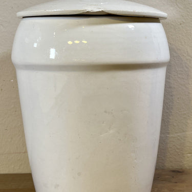 Vorratsdose - großes Modell - Nimy - in creme mit blauem Schriftzug CAFÉ und Würfeldekor