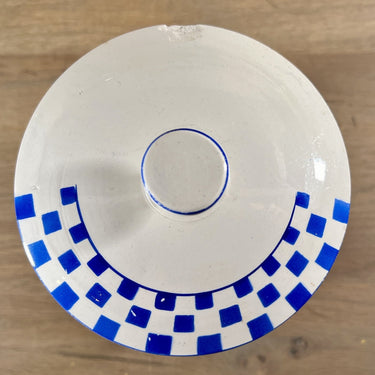 Vorratsdose - großes Modell - Nimy - in creme mit blauem Schriftzug CAFÉ und Würfeldekor