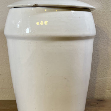 Vorratsdose - großes Modell - Nimy - in creme mit blauem Schriftzug CHICORÉE und Würfeldekor