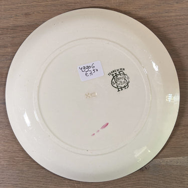 Decorative plate / Dessert plate - HB &amp; Cie Choisy le Roi Terre de Fer - décor La Vie Militaire No. 7
