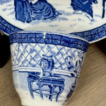Bowl plus saucer - Petrus Regout - MUSIC decor in blue