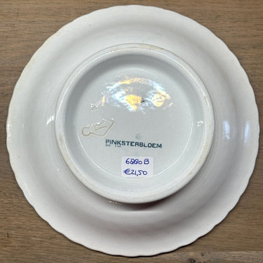 Tazza / Scale - on low foot - Petrus Regout - decor PINKSTERBLOEM in petrol