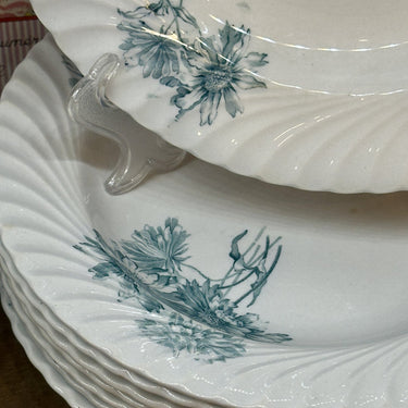 Deep plate / Soup plate / Pasta plate - Petrus Regout - PINKSTERBLOEM decor in petrol