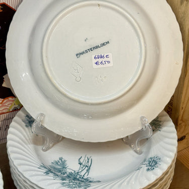 Deep plate / Soup plate / Pasta plate - Petrus Regout - PINKSTERBLOEM decor in petrol