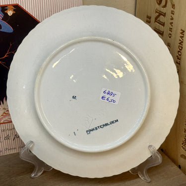 Dinner plate / Eating plate - Petrus Regout - PINKSTERBLOEM decor in petrol