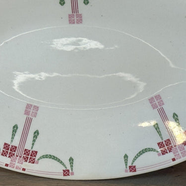 Sour dish / Ravier / Meat dish - Petrus Regout - decor 878 in red, pink and green
