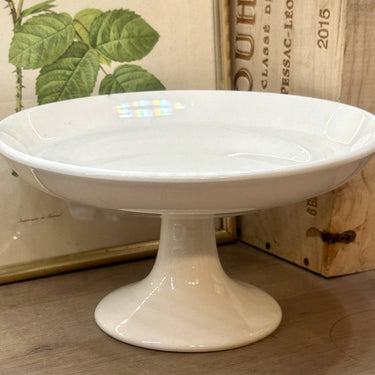 Tazza / Presenteerschaal - op hoge voet - Boch - décor geheel in wit/crème uitgevoerd