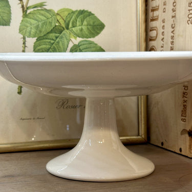 Tazza / Präsentationsschale - auf hohem Fuß - Boch - Dekor ganz in Weiß/Creme