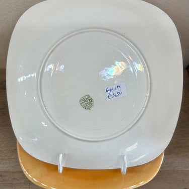 Speiseteller / Essteller - Boch - Modell SATURNE in quadratischer Ausführung und in Orange lackiert