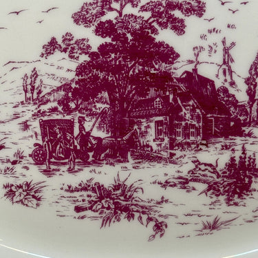 Bowl / Plate - flat, oval, model - Petrus Regout - decor 795D purple/pink