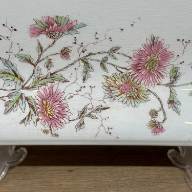 Scale - flat, large, rectangular model - Petrus Regout - CHRYSANTHEME decor with gold-colored fillet