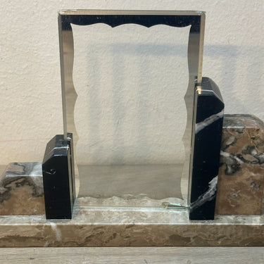 Bilderrahmen / Bilderständer - Marmormodell in Schwarz/Braun/Grau - Doppelglas mit silberfarbenem Rahmen