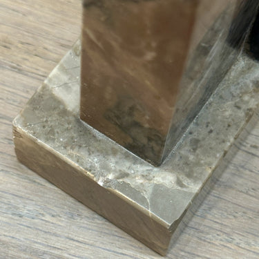 Photo frame / Photo stand - marble model in black/brown/grey - double glass with silver-coloured frame