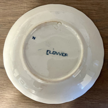 Saucer / saucer - Petrus Regout - FLOWER decor in petrol
