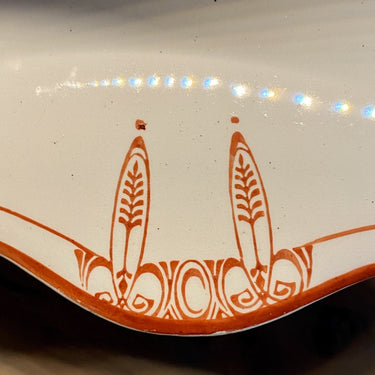 Gravy boat / sauce boat - Moulin des Loups &amp; Hamage, Orchies - brown-red Art-Nouveau décor
