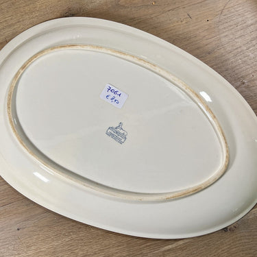 Bowl / Plate - flat, egg-shaped model - Petrus Regout - decor with celadon/grey-blue edge