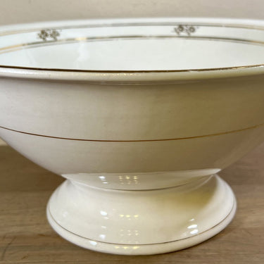 Slakom / Aardappelschaal / Beslagkom - Petrus Regout - décor met goudkleurige lijnen en bloemetjes