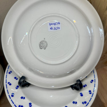 Tiefer Teller / Suppenteller / Pastateller - Boch - Dekor mit Doppelkugeln / Doppelpunkten / Doppelpois in blau