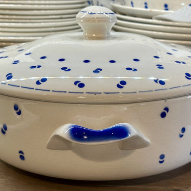 Terinne / Deckeldose - Boch - Dekor mit Doppelpunkten/Doppelpois in blau