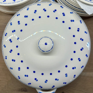 Terinne / Deckeldose - Boch - Dekor mit Doppelpunkten/Doppelpois in blau