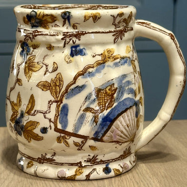 Mok / Bierpul - ongemerkt (Nimy?) met alleen een nummer 5 in bruin - meerkleurig décor