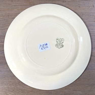 Breakfast plate / Dessert plate - New Hall Hanley (Staffordshire England) - cream decor with light green and gold coloured lines