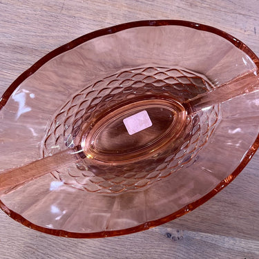 Obstschale / Dekoschale - ungemarkt - aus lachsrosa Pressglas