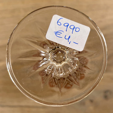 Glas / Champagnerglas auf Fuß - VMC Reims (Verreries Mècaniques Champenoises) - Harlekin in Rot