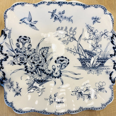 Bowl - rectangular - on low base ring - Minton &amp; Co - MONA blue decor