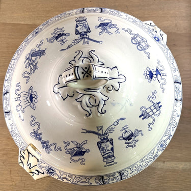 Soup tureen - Petrus Regout - POTICHE decor in blue