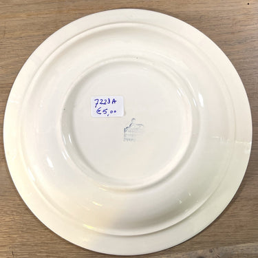 Deep plate / Soup plate / Pasta plate - Petrus Regout - pastel yellow edge and decor of pink roses