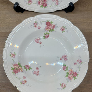Tiefer Teller / Suppenteller / Pastateller - Boch - Dekor aus rosa und gelben Rosen