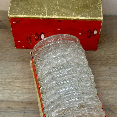 12x Glasuntersetzer - in rot-goldfarbener Box