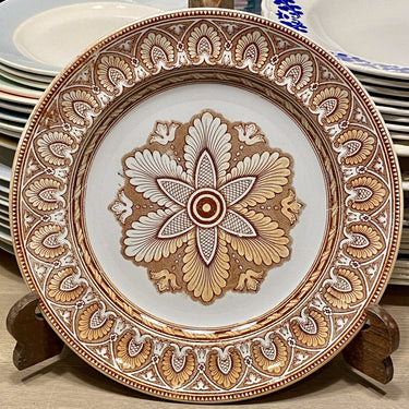 Plate - large - Petrus Regout - TANCREDE decor brown with luster - with Old Javanese script