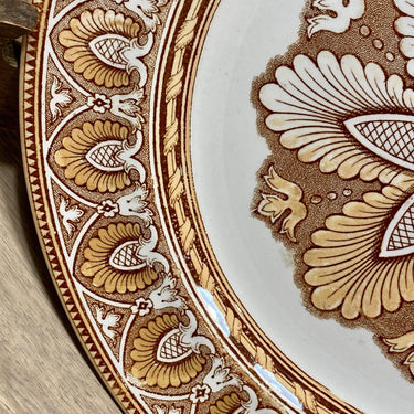 Plate - large - Petrus Regout - TANCREDE decor brown with luster - with Old Javanese script