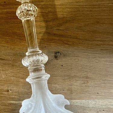 Kerzenständer - Glas - Val Saint Lambert (Val St. Lambert) - teilweise mattiertes, teilweise klares Glas