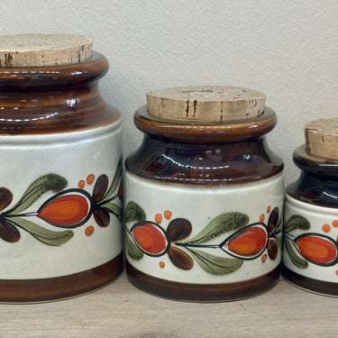 Storage jar set - 3-piece - Schramberg Majolica - BERNAU decor with cork lid/stopper
